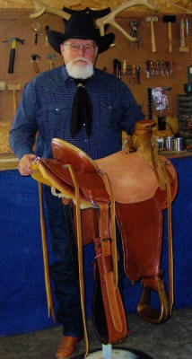 Saddlemaker Fred Wagner with one of his handmade saddles.